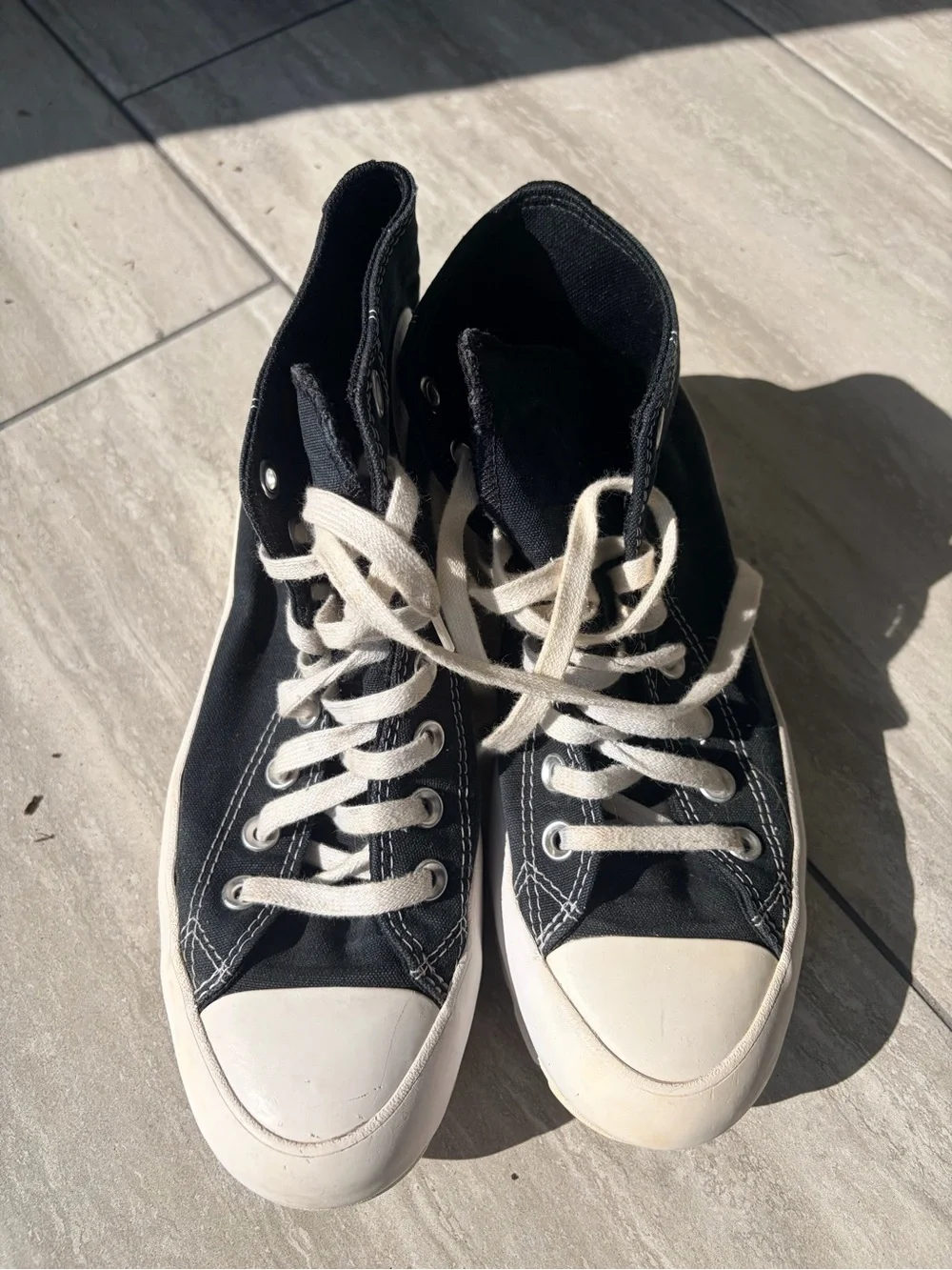 Converse Black High-Top Canvas Sneakers with White Sole and Laces